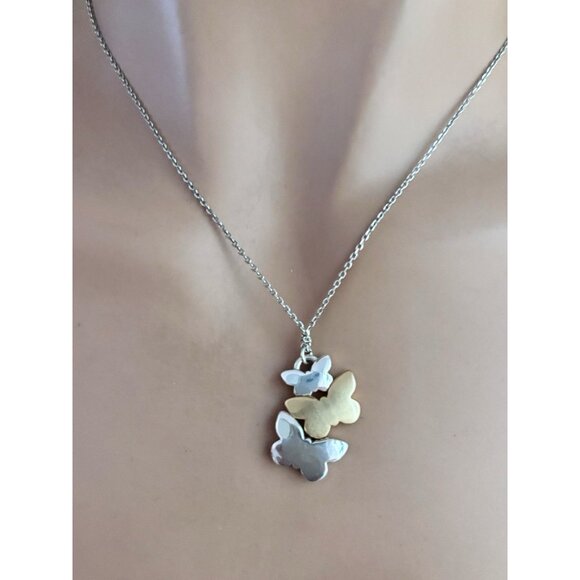 Brighton Wonderwing Butterfly Silver Brushed Gold Tone Pendant Necklace - Picture 3 of 8